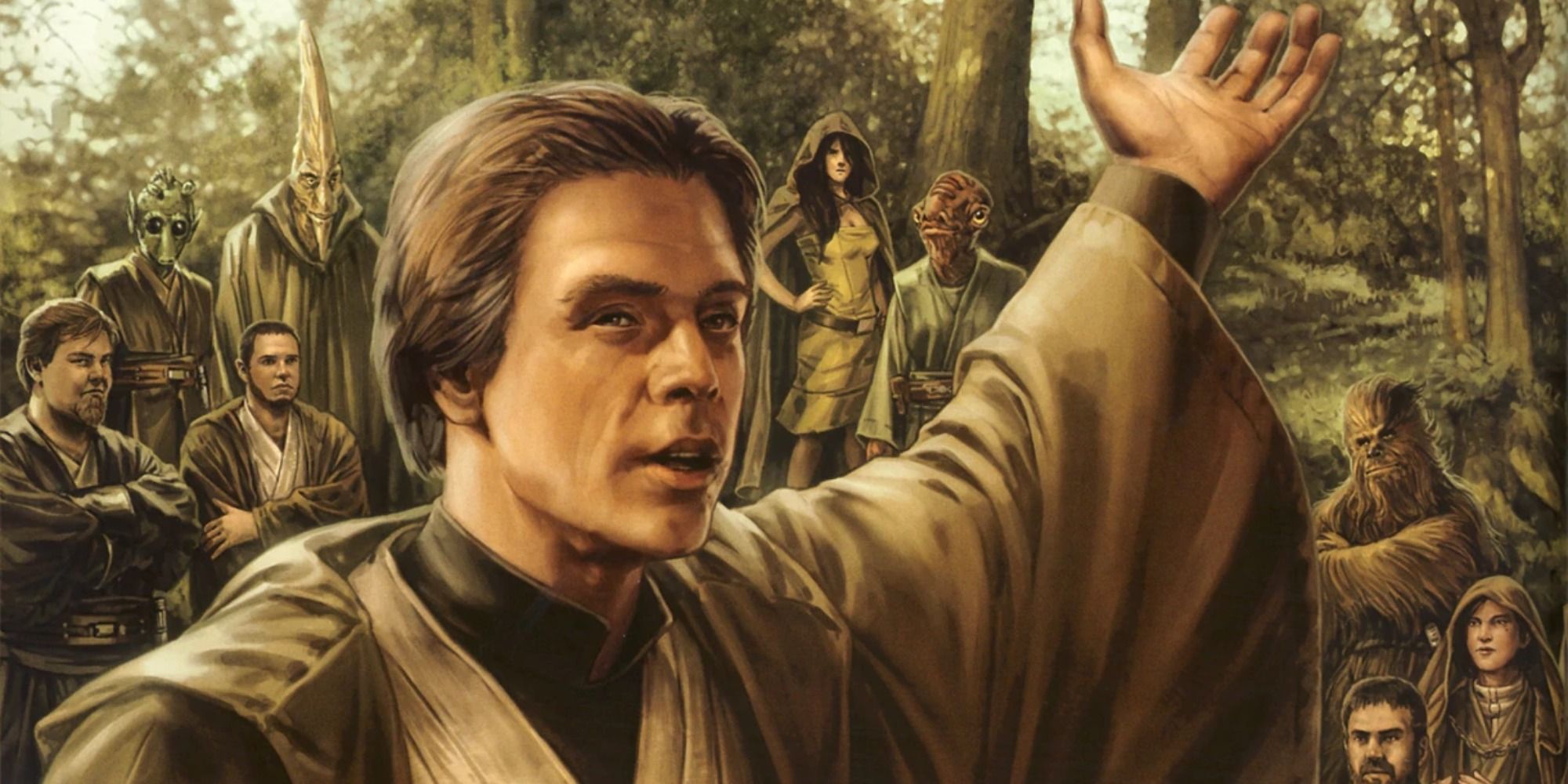 Master Luke Skywalker trains the Jedi Knights in the Star Wars saga.