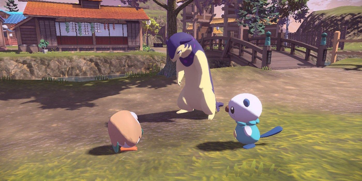 In Pokémon: Arceus, the player's Typhlosion is accompanied by Rowlet and Oshawott.