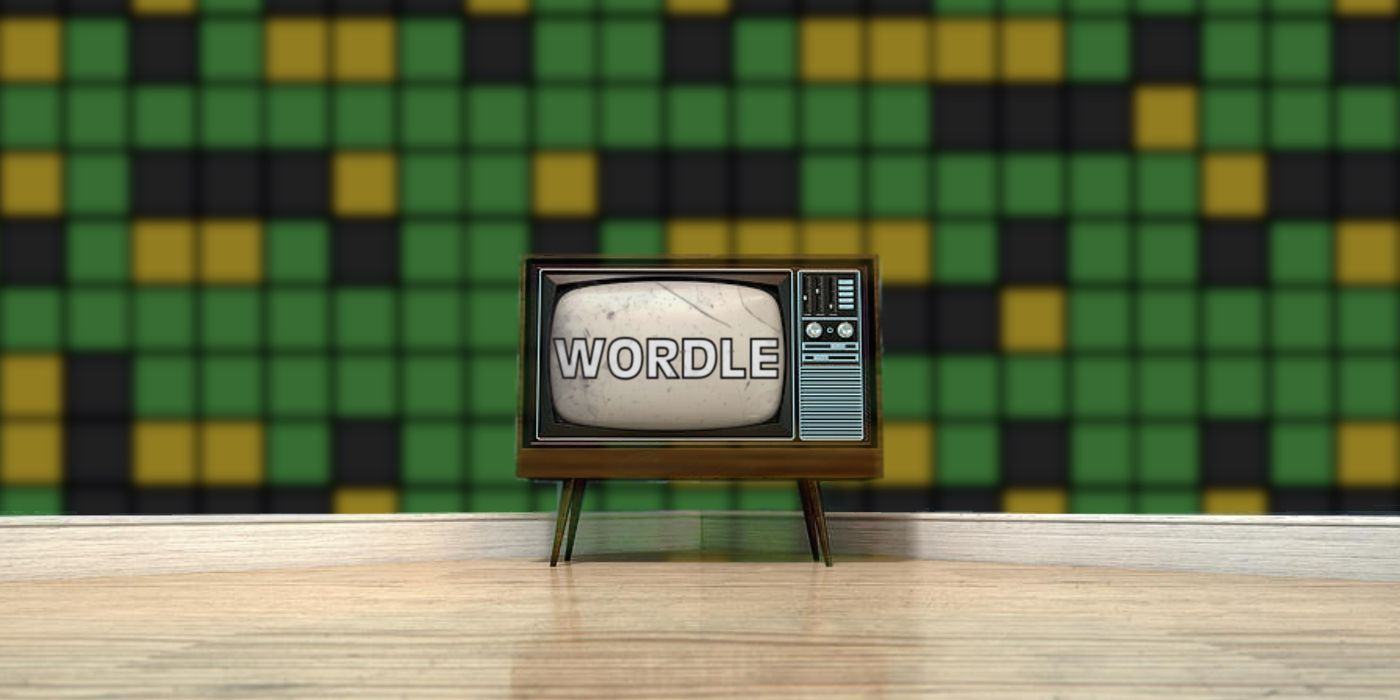 Wordle on old TV with wordle frame wallpaper