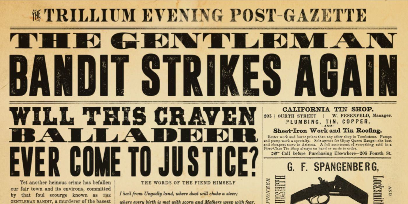 A fictional newspaper based on the game Gentleman Bandit