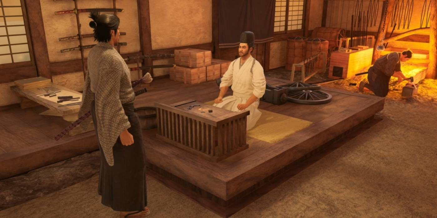 Like a Dragon: Ishin Arms Dealer shop where players can level up bonds through side story content