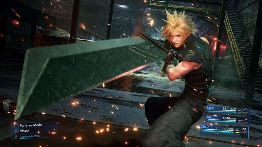 Cloud uses the Buster Sword in Final Fantasy 7 Remake