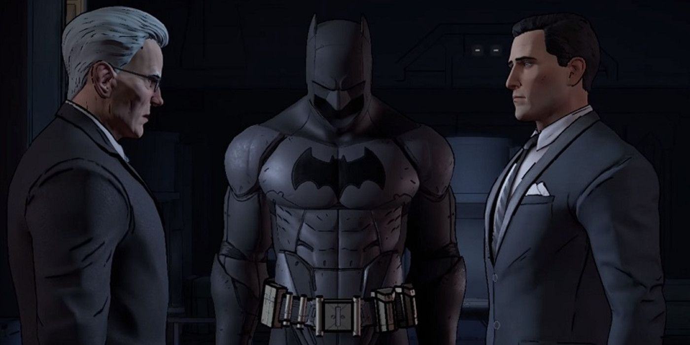 Batman Suit, Alfred and Bruce Wayne images from the Batman Telltales series 