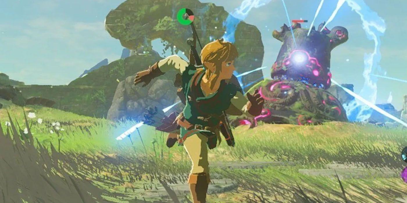 Link to escape from the big monster in Breath of the Wild