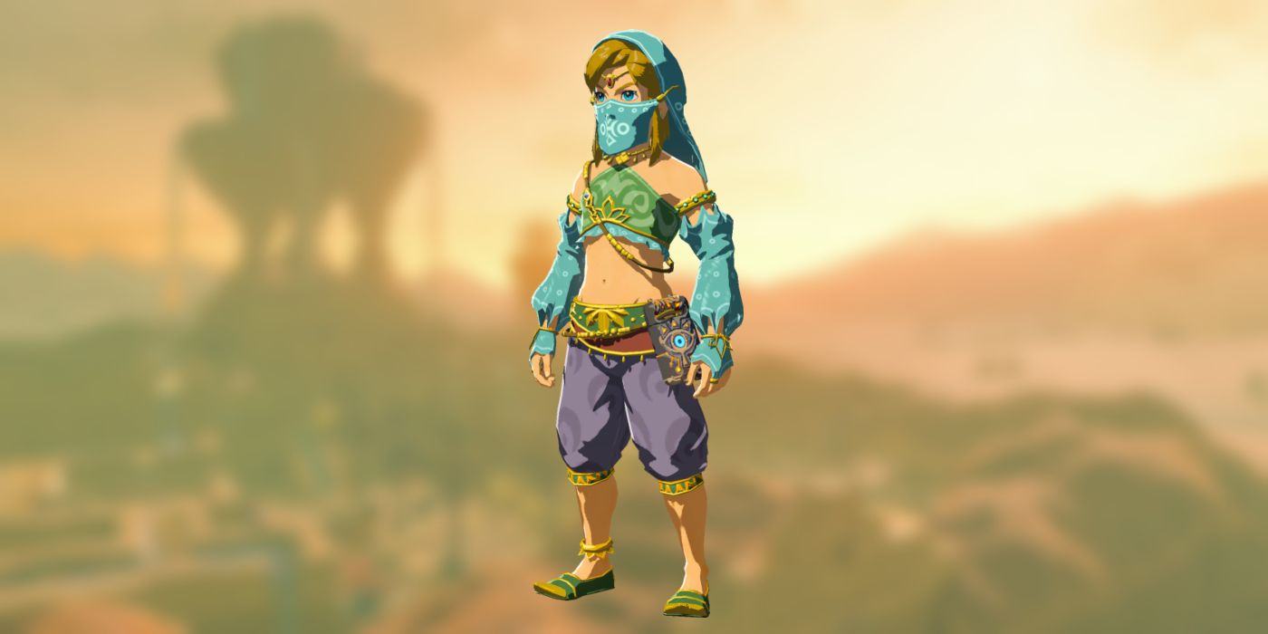 Link dressed as a Grudo woman in The Legend of Zelda: Breath of the Wild