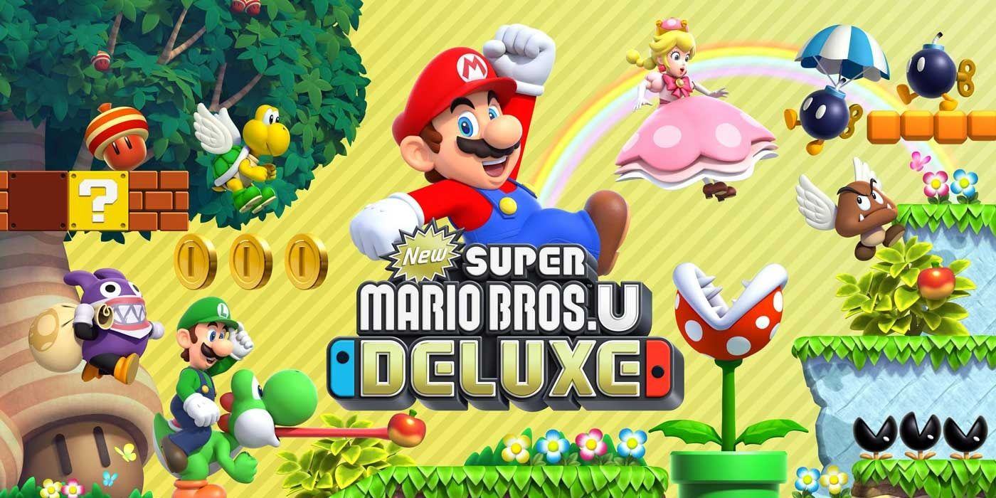 The poster features Super Mario Bros. characters.  New U Deluxe