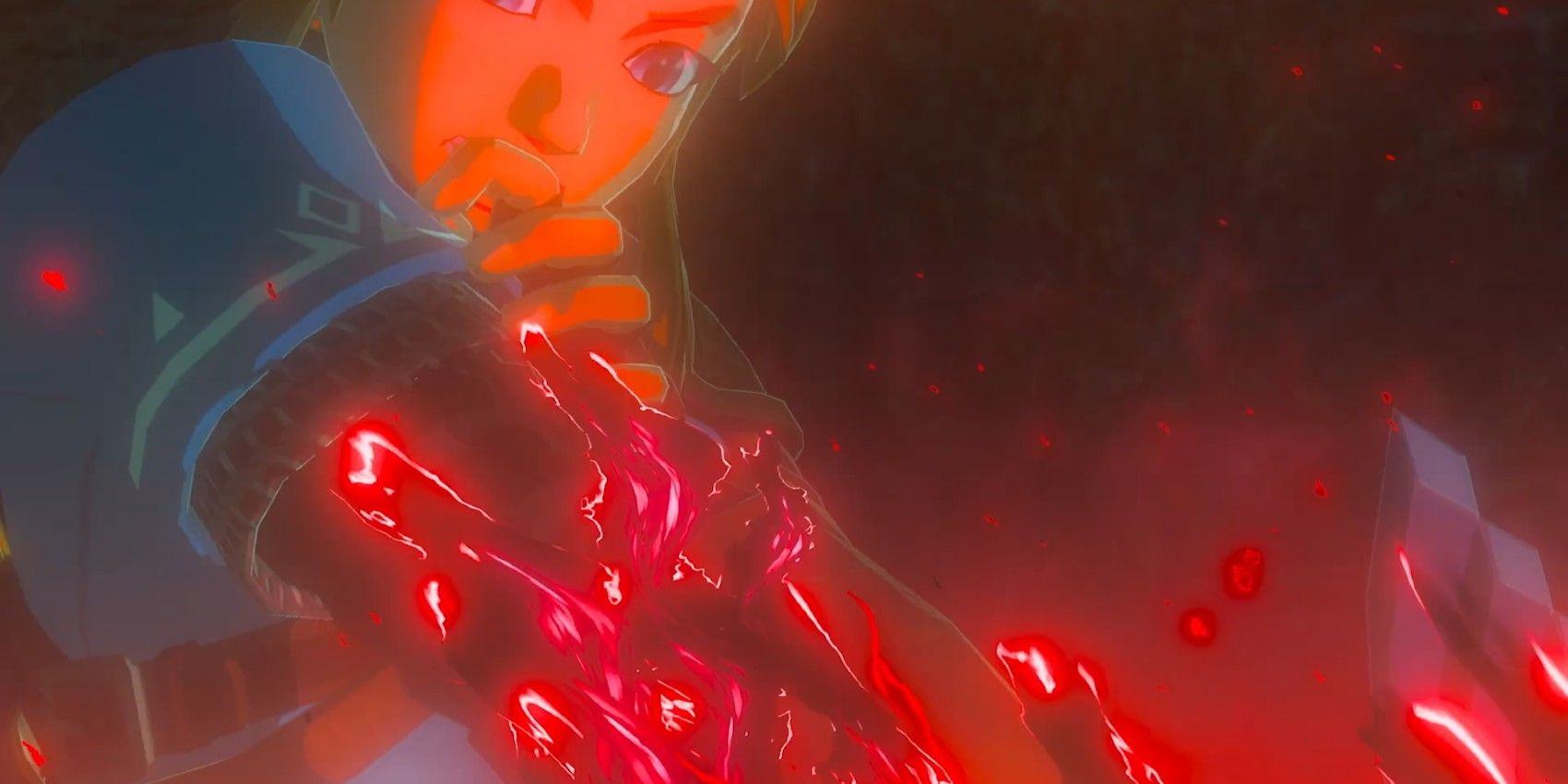 In The Legend of Zelda: Tears of the Kingdom, Link's arm is viciously wrapped.