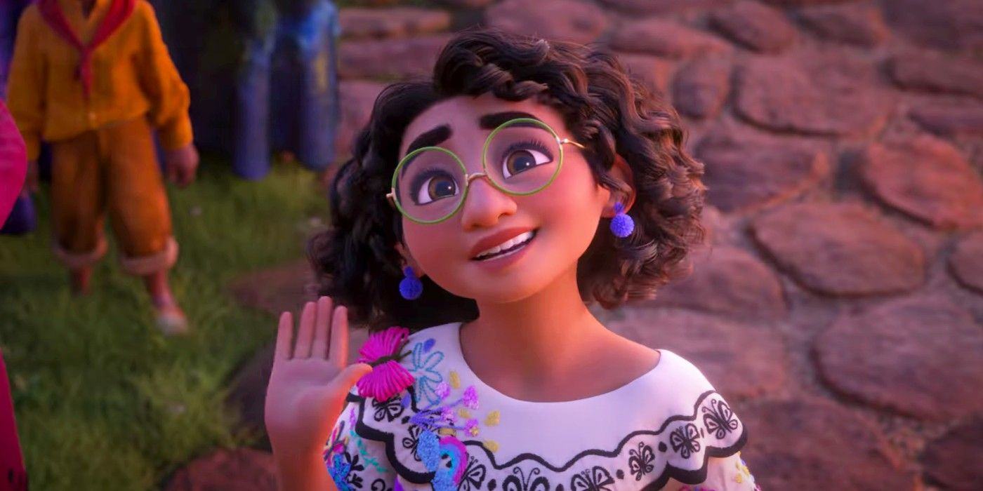 Mirabell raises her hand and smiles in Disney's Encanto