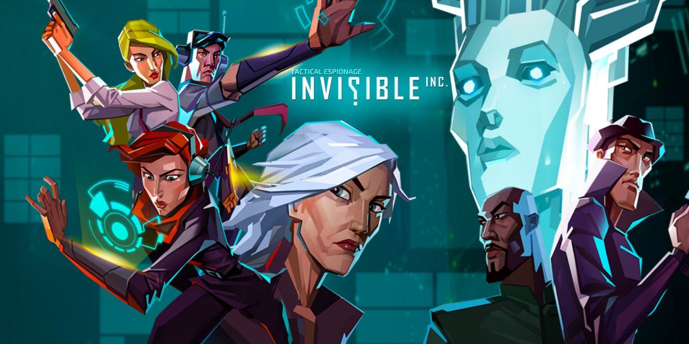 Poster for Invisible, Inc.  features the main cast of the game's spy agency.