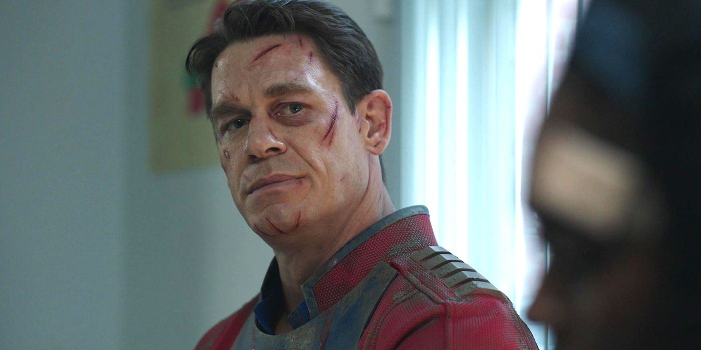 John Cena as Christopher Smith in Peacemaker (2022) who is full of bruises