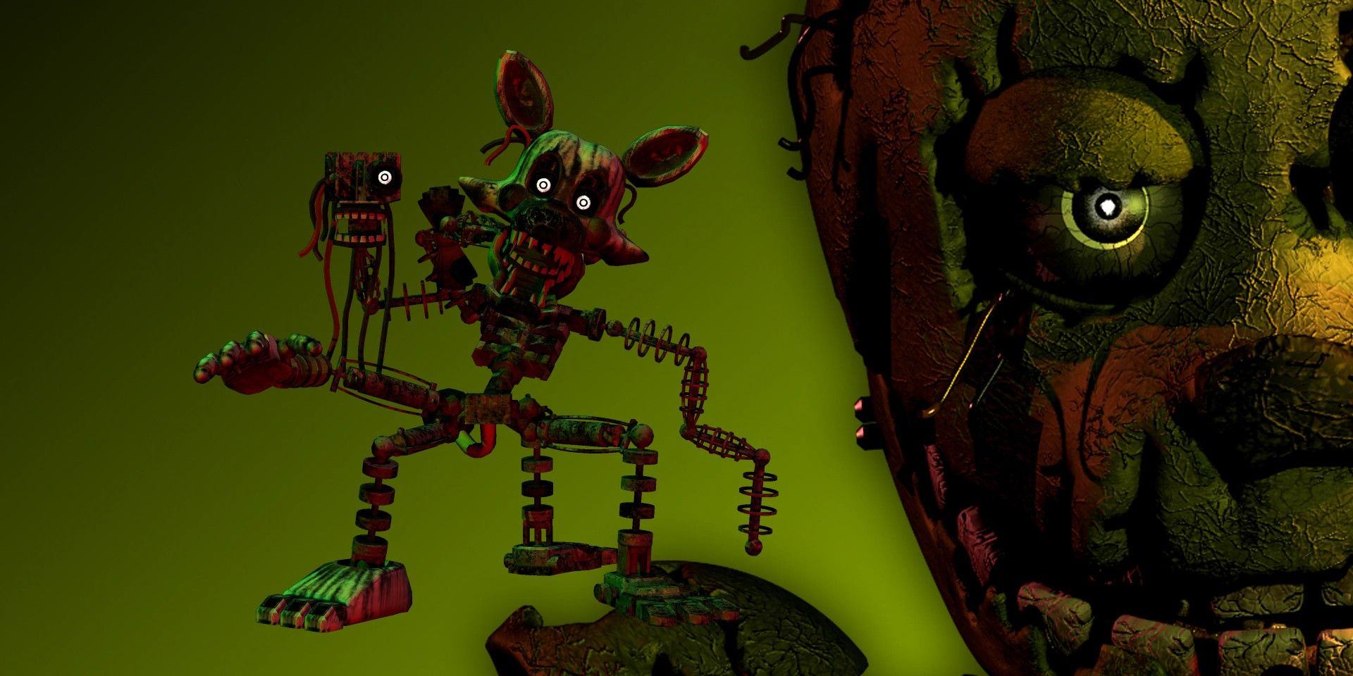Synthesis of Phantom Mangle animation on the banner of Five Nights at Freddy's 3.