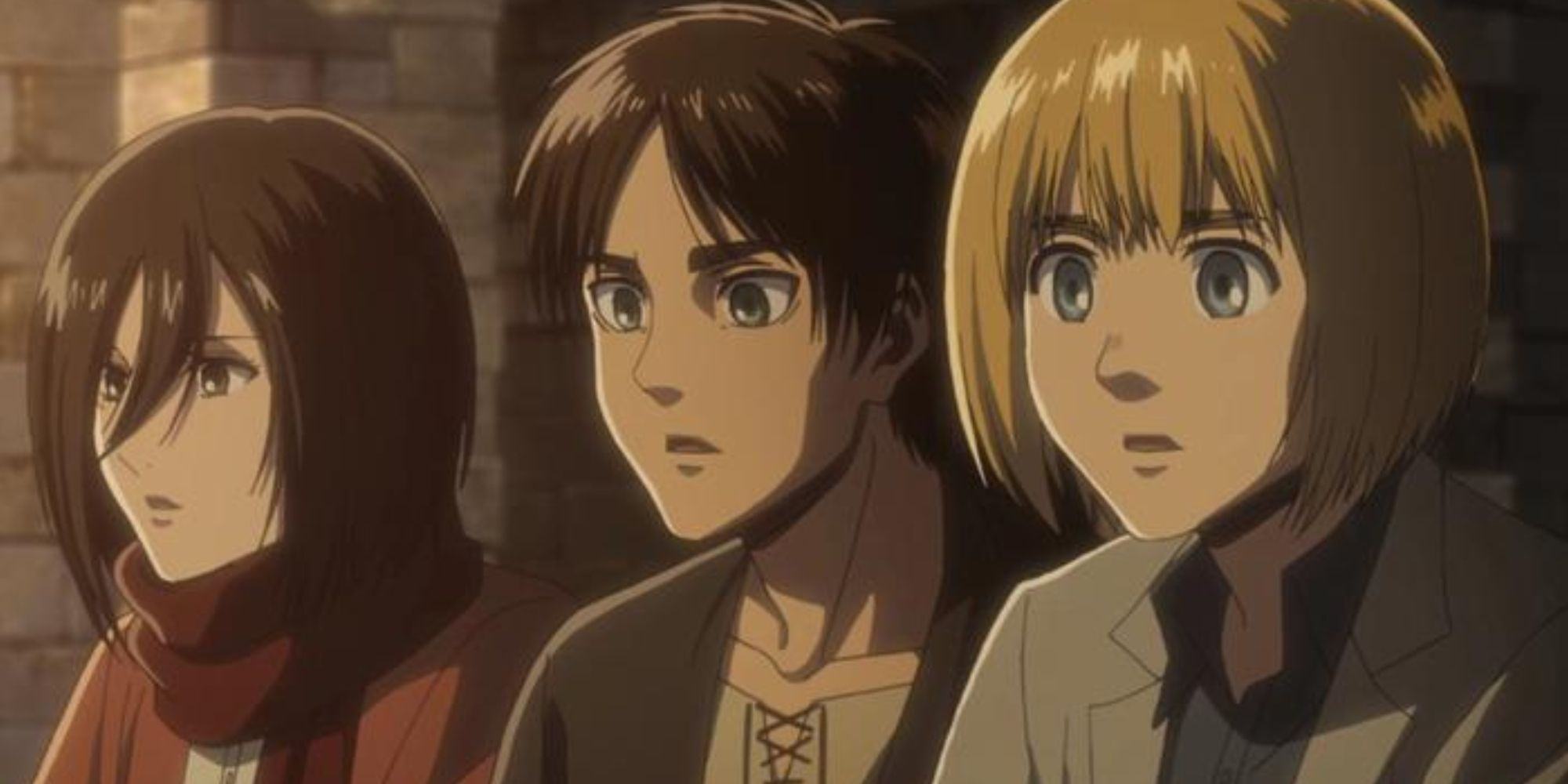 Eren Mikasa and Armin in Attack on Titan