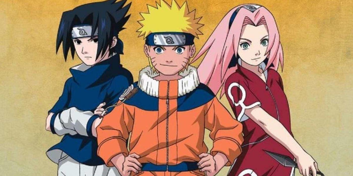 Naruto anime main art for Sasuke, Naruto and Sakura.
