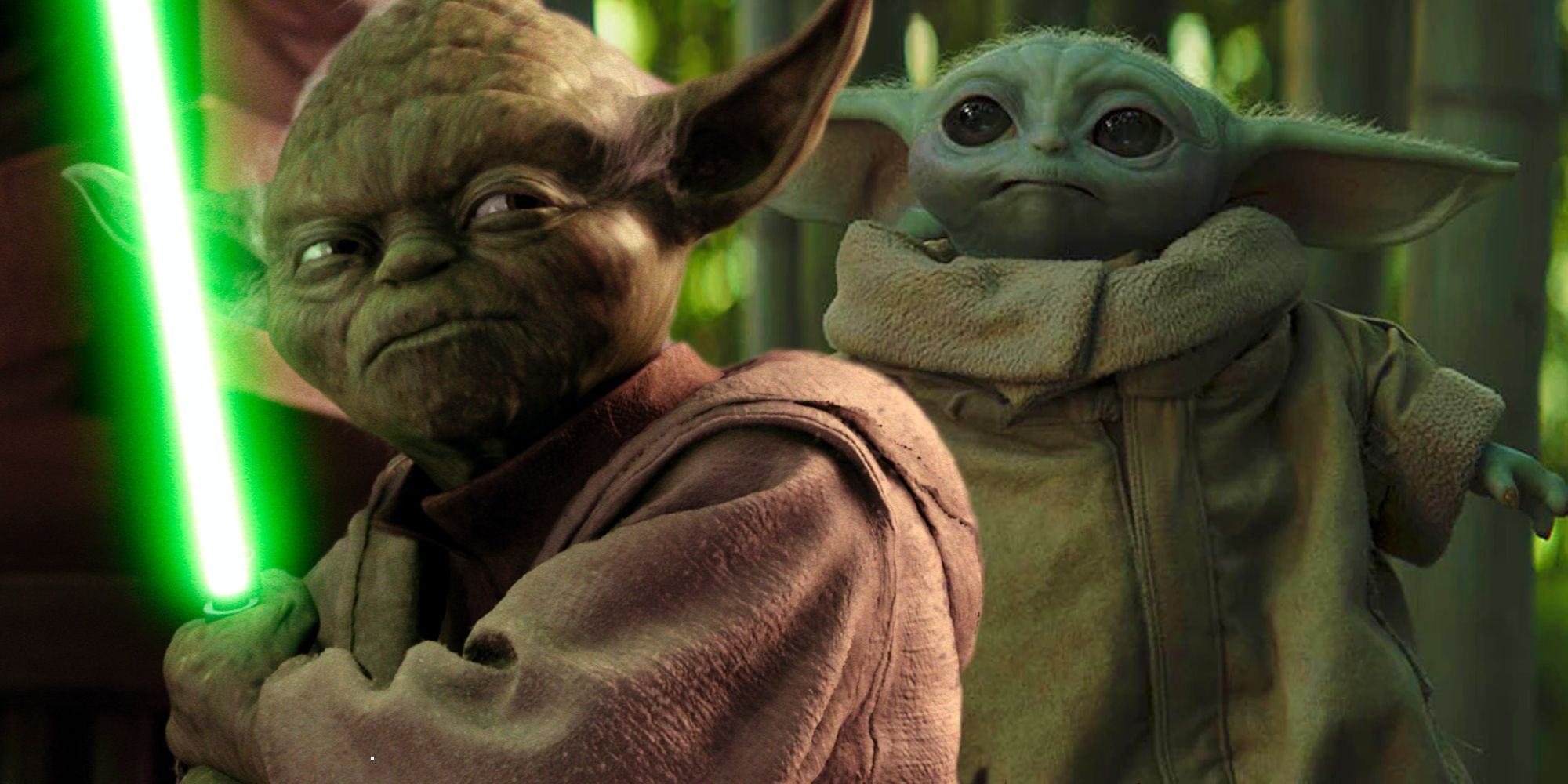 Yoda and Grogu in Star Wars.