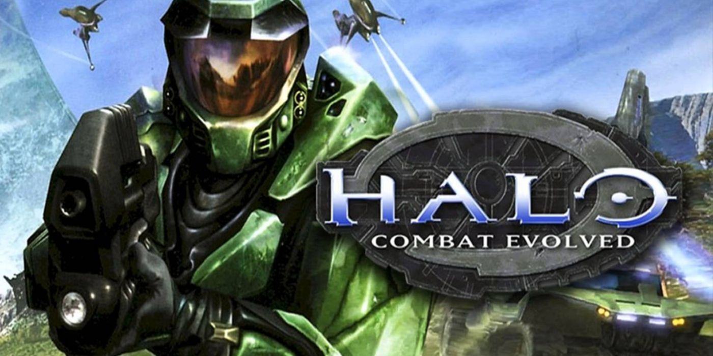 Halo: Combat Evolved poster, showing Master Chief aiming his battle rifle.