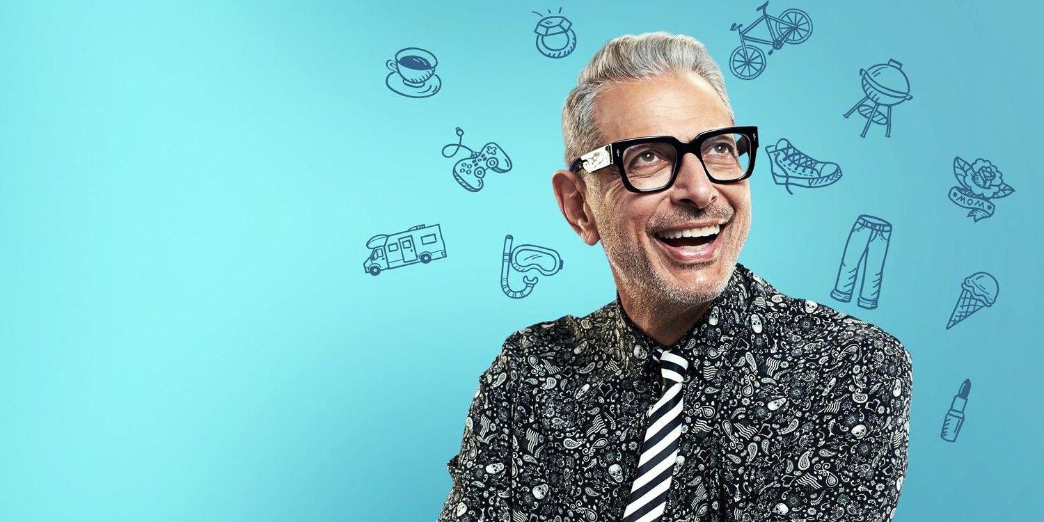 Jeff Goldblum Smiling In The World According to Jeff Goldblum Advertising Banner