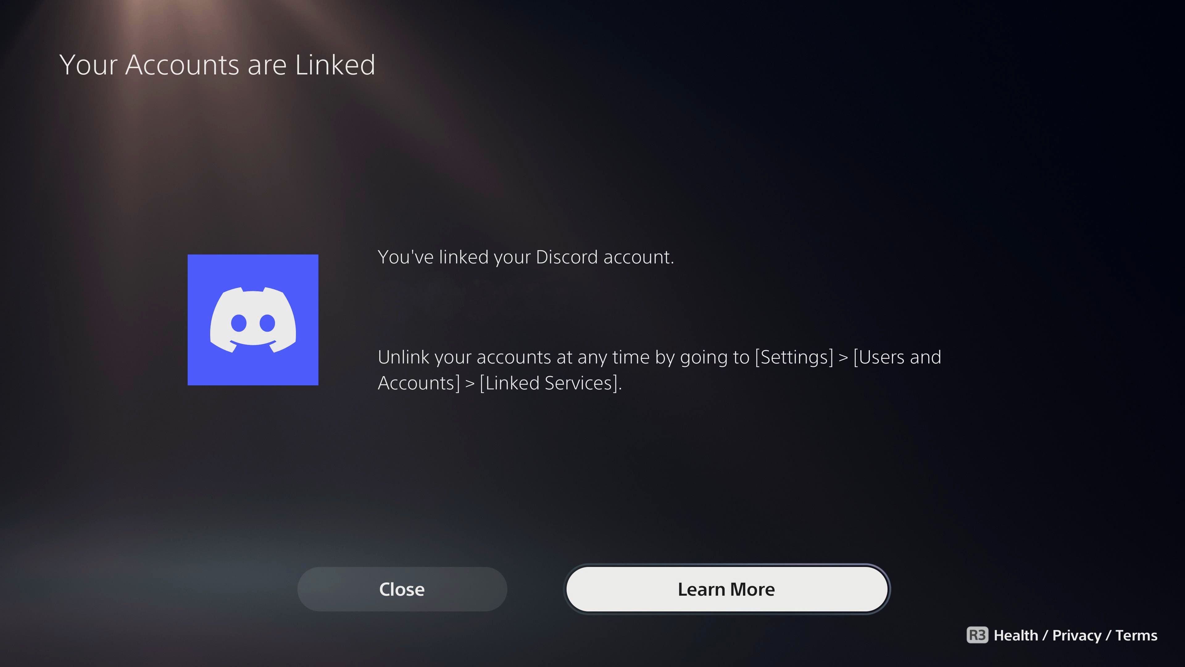 PlayStation 5 Discord integrates screen successfully linking Discord and PlayStation Network accounts