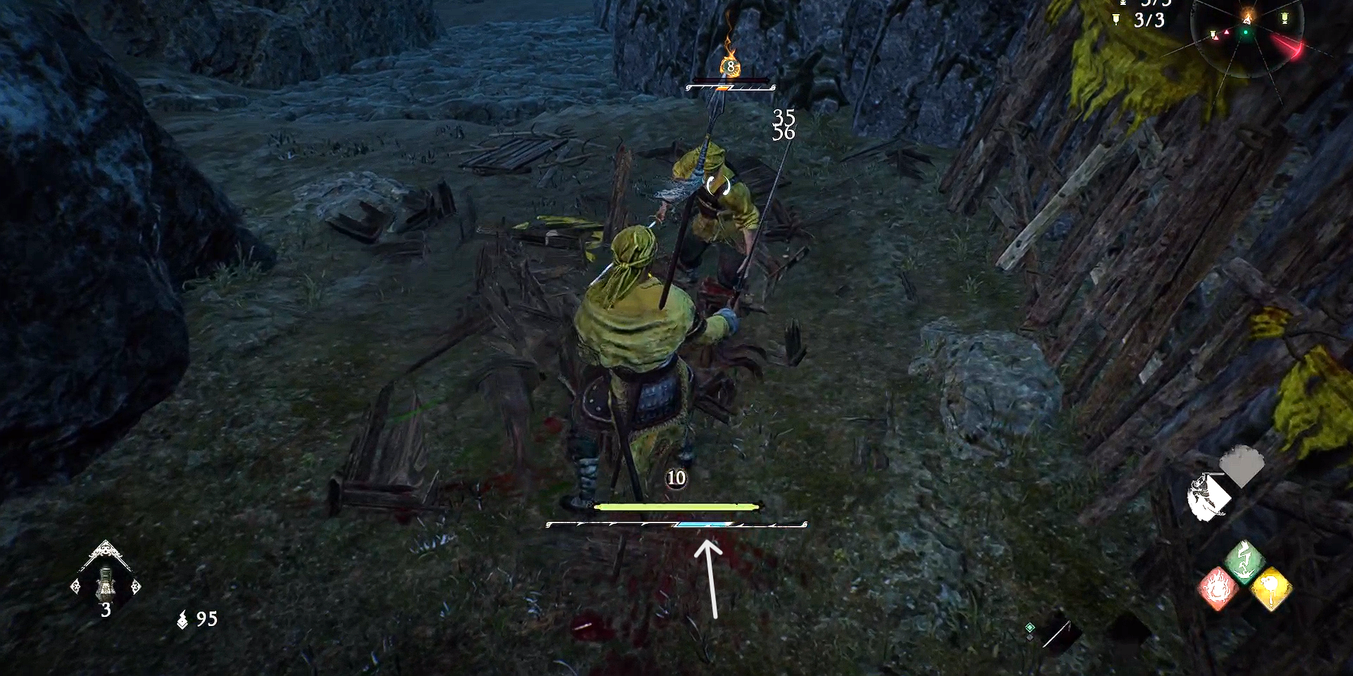 Example of yang measure of morale (in blue) in Fallen Crouching Dragon