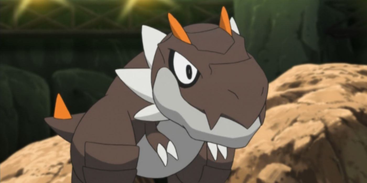 Screenshot of Tyrant from the Pokémon anime