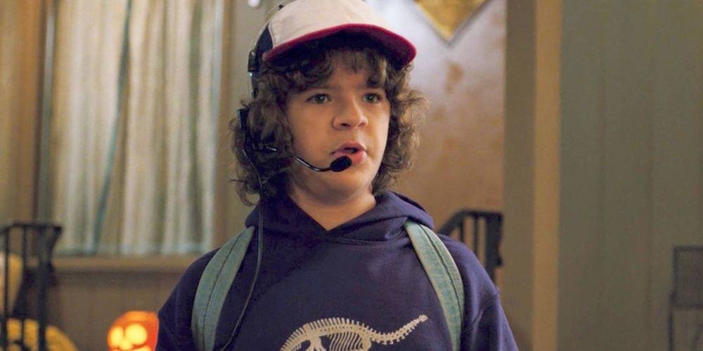 Dustin wearing a headset in Stranger Things