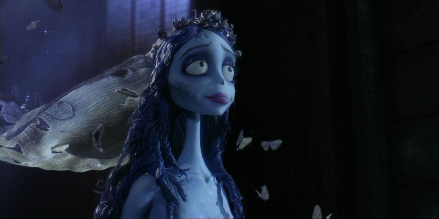 Emily smiles as she walks into the night in Corpse Bride