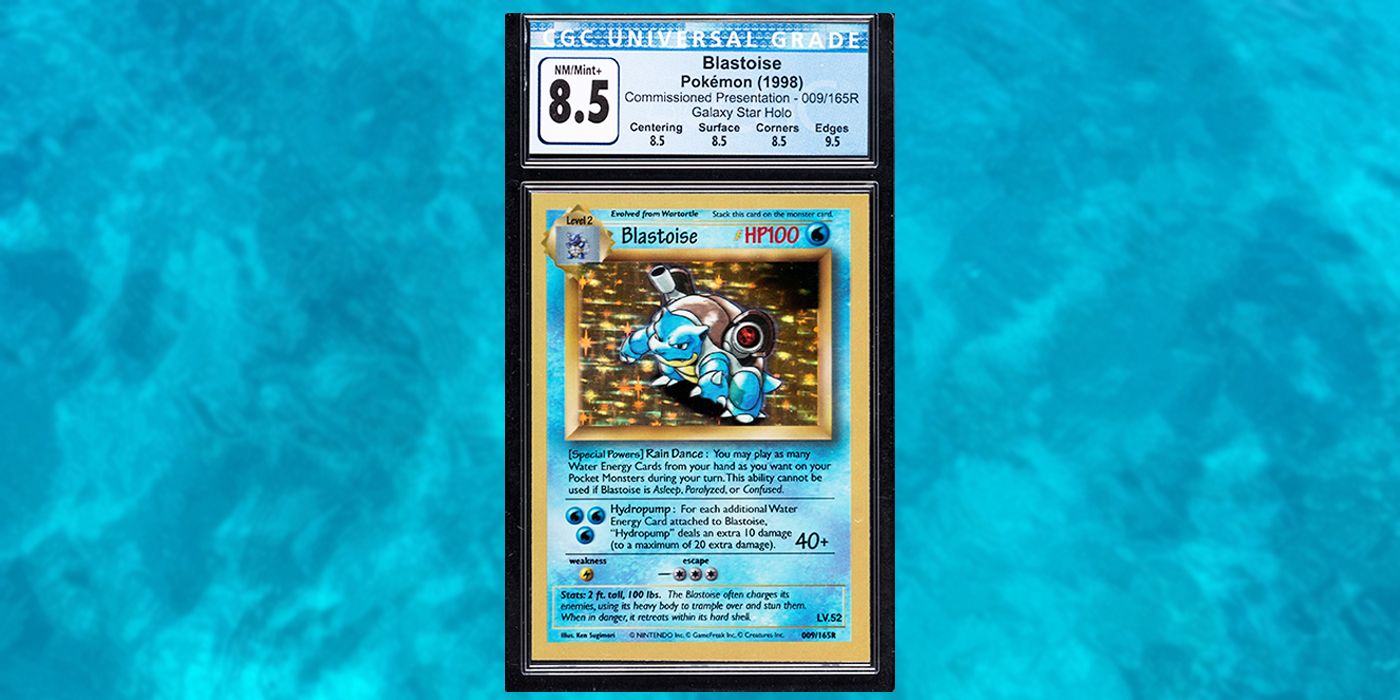Blastoise Prototype Pokemon Card on Blue Background