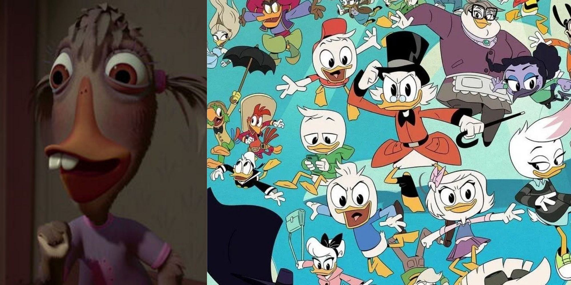 Side-by-side comparison of Abby Mallard from Chicken Little (2005) and character from Ducktales (2017) 