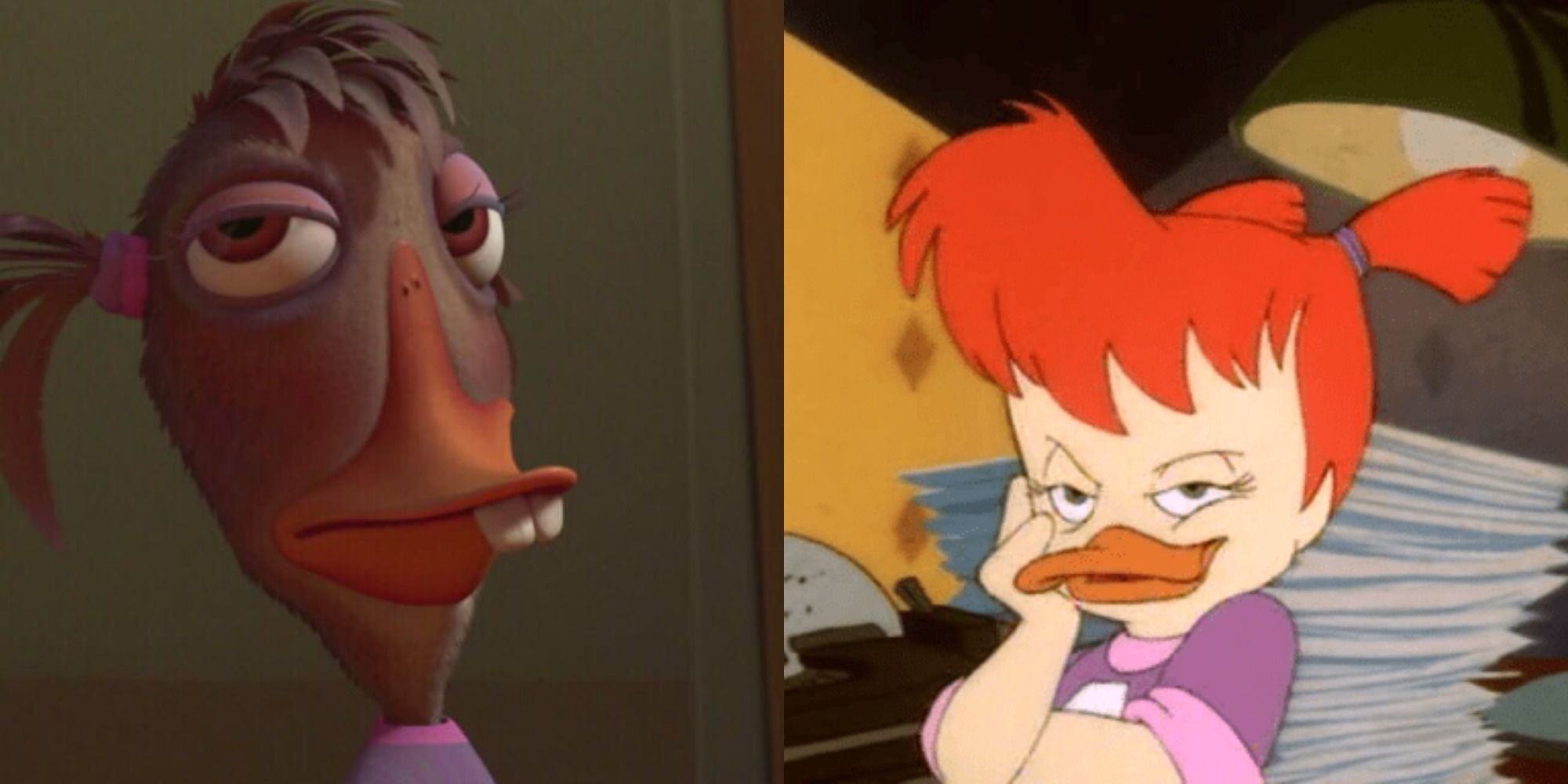 Side-by-side comparison between Abby Mallard in Chicken Little (2005) and Gosalyn Mallard in Darkwing Duck