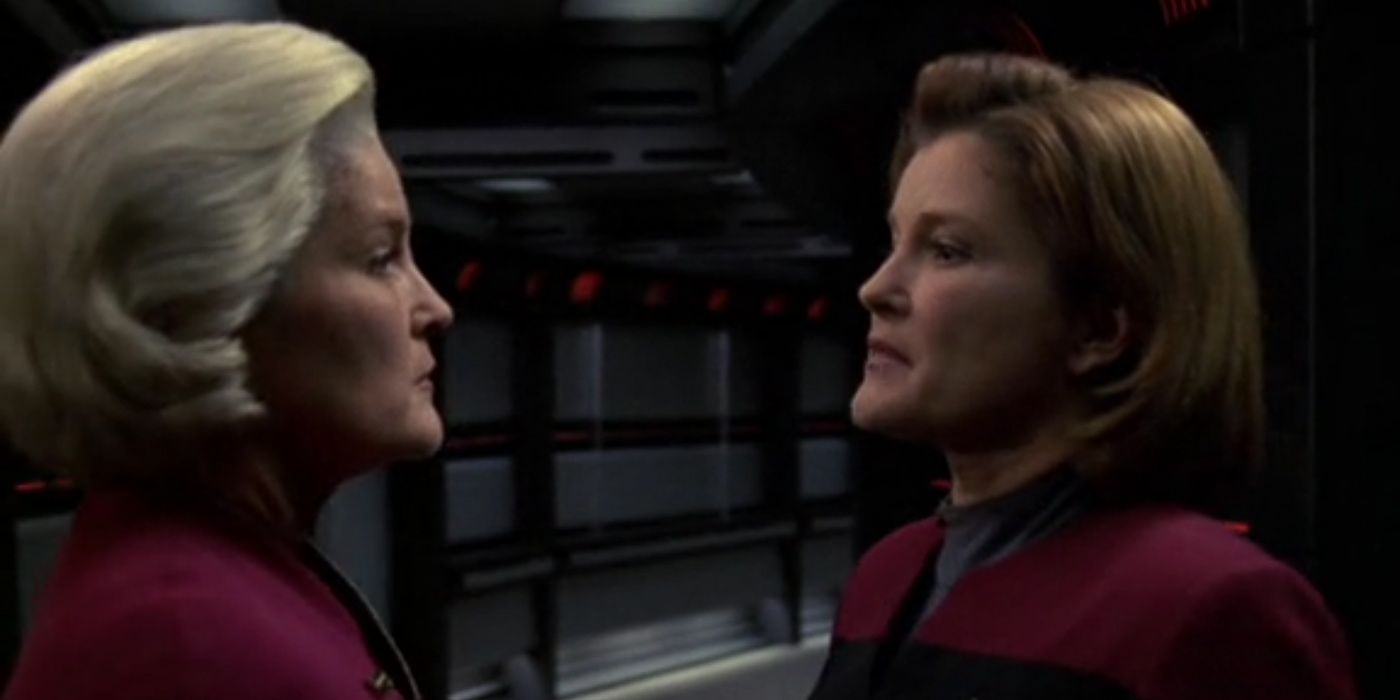 Aging Janeway Faces Her Younger Self from Star Trek Voyager