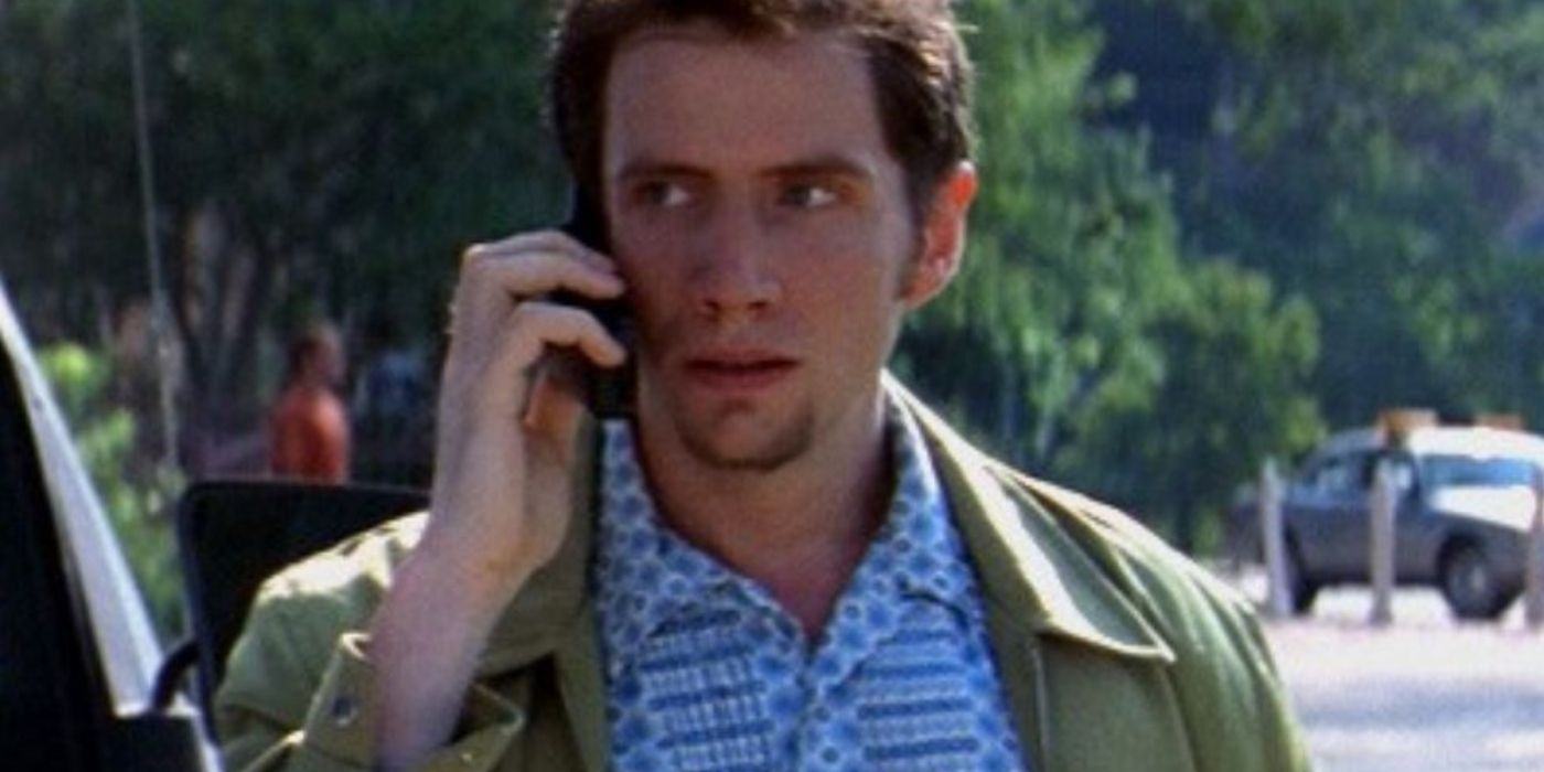 In 'Scream 2', Randy Meeks is standing outside talking on the phone