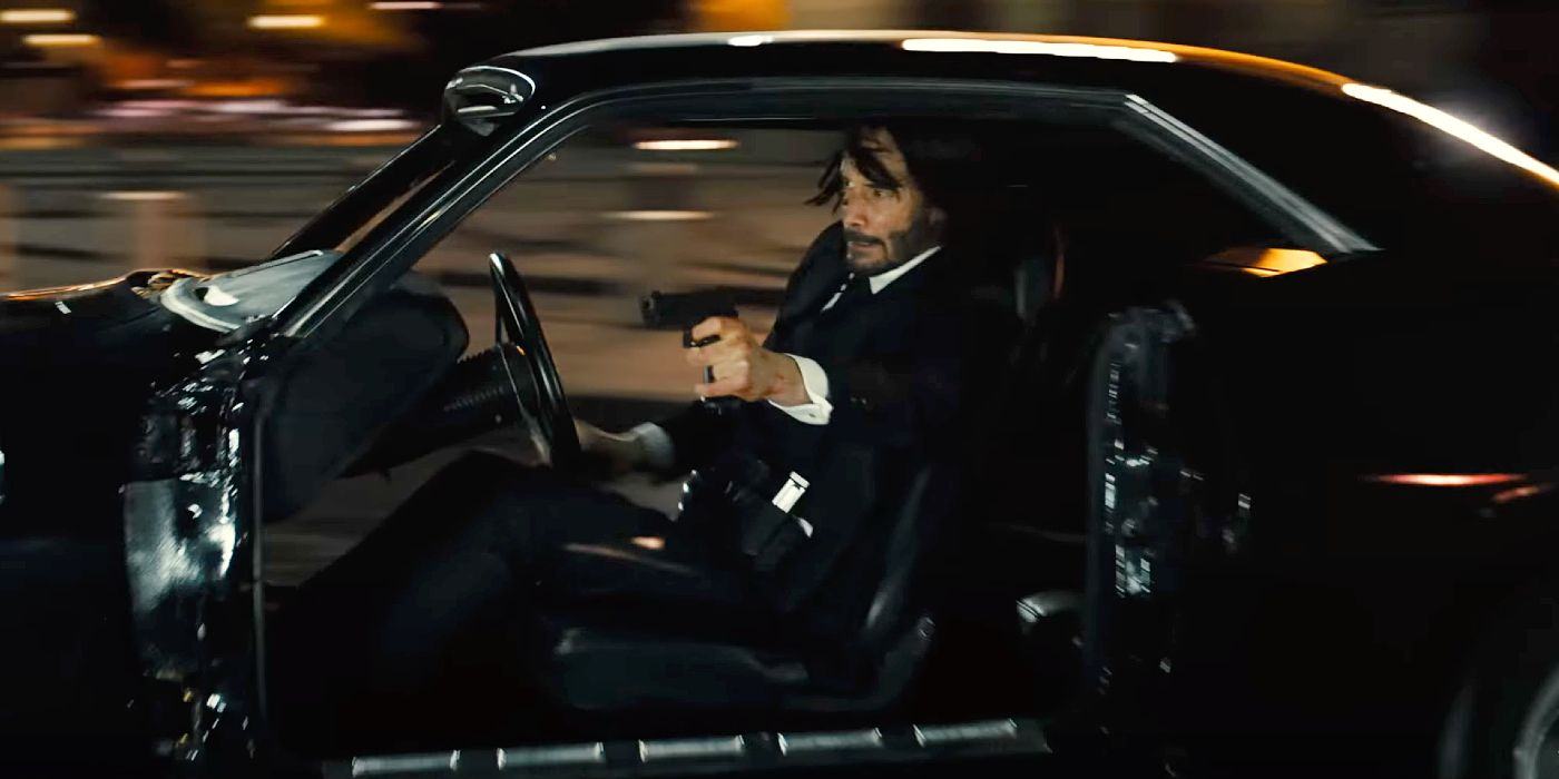 Keanu Reeves was shot while driving a car in John Wick: Chapter 4.