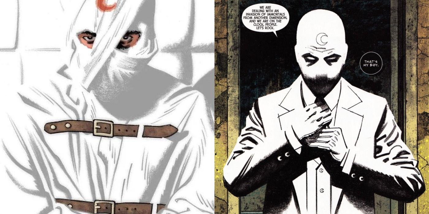 A detached image of Marc wearing a Moon Knight themed boxer jacket as the background for Mr.  Knight