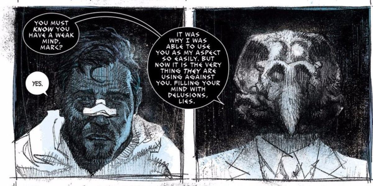 Marc Spector and Khonshu in Jeff Lemire's Moon Knight
