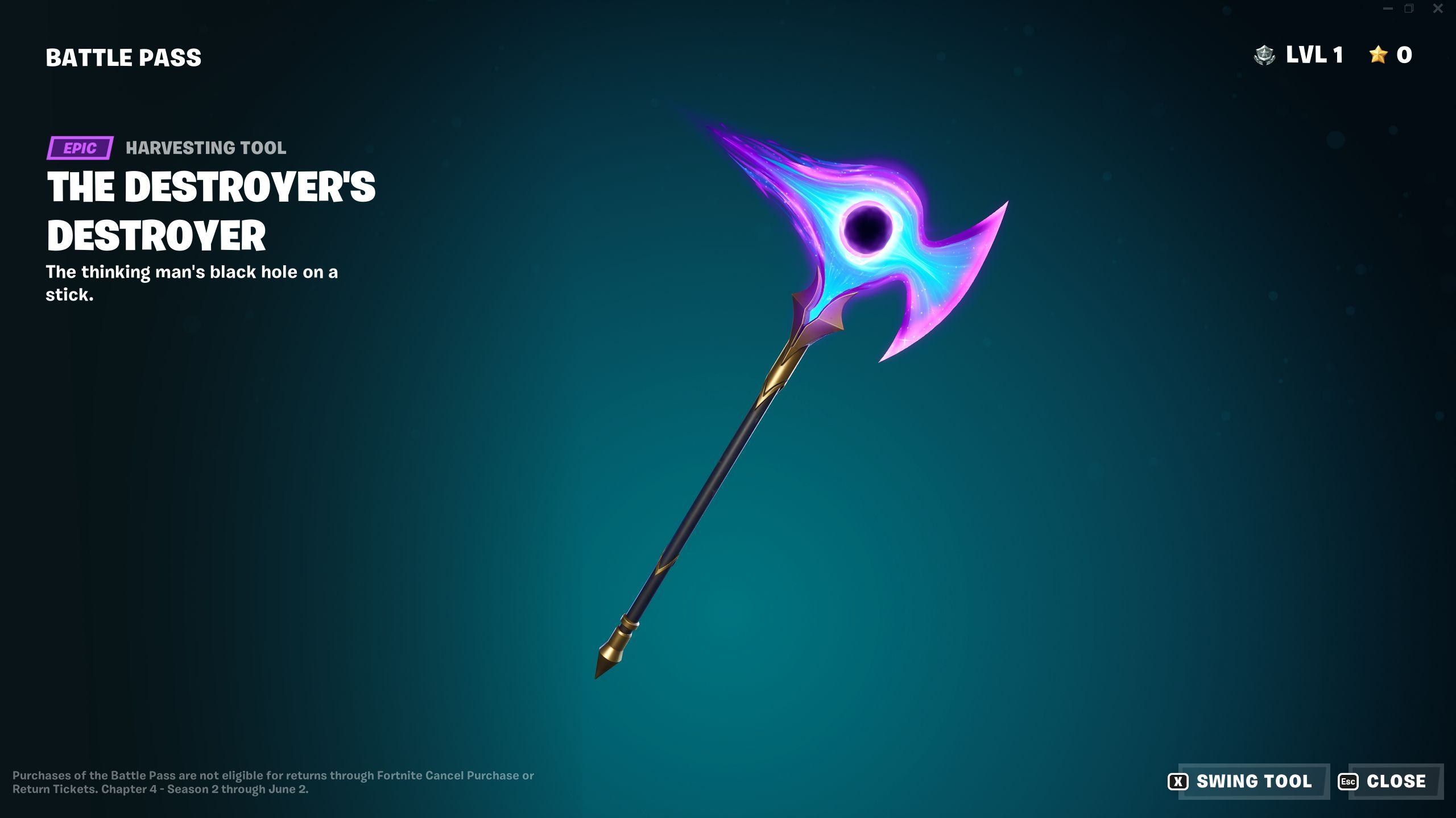 Fortnite Chapter 4 Season 2 Battle Pass The Destroyer's Destroyer Harvesting Tool