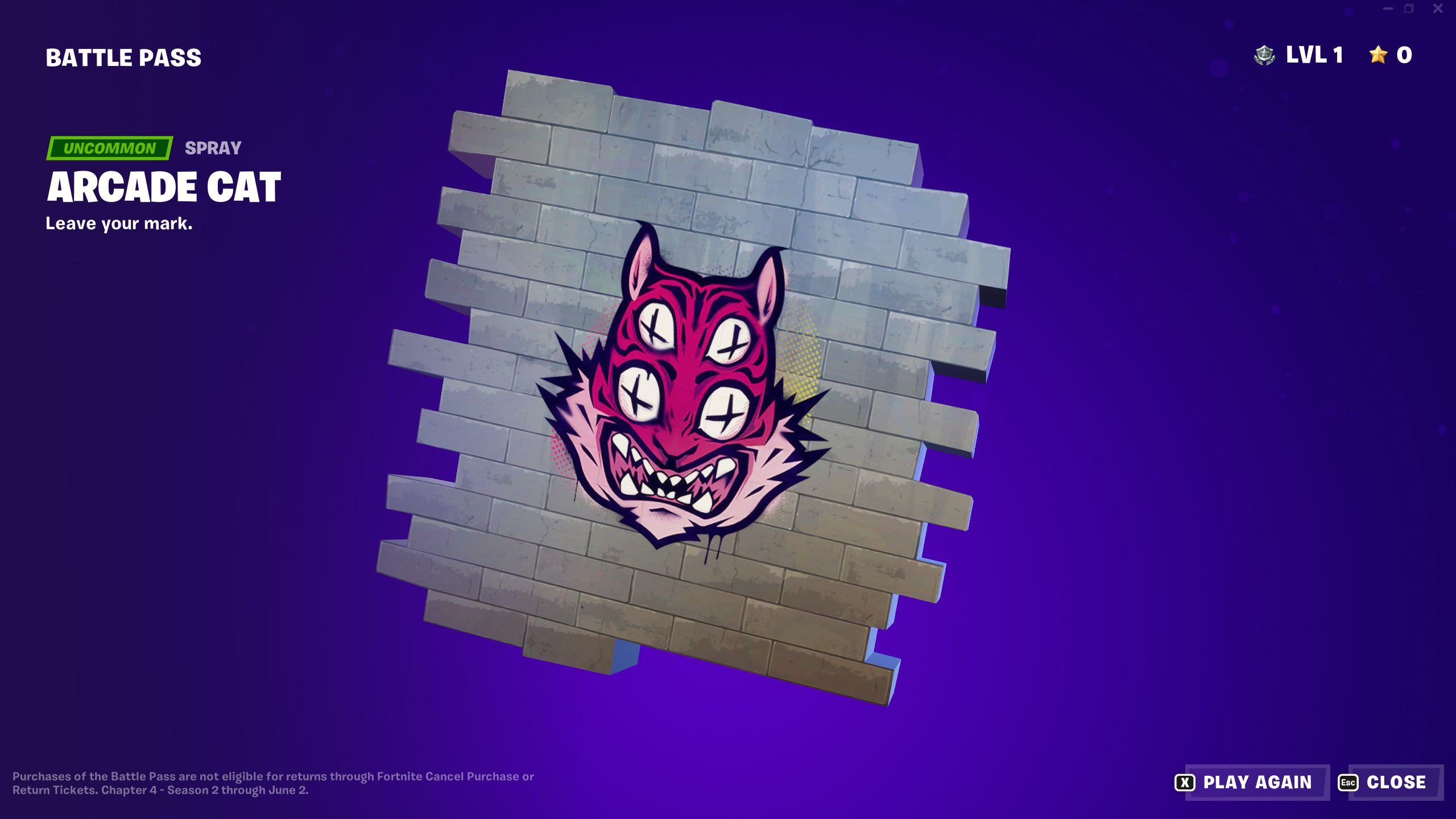 Fortnite Chapter 4 Season 2 Battle Pass Arcade Cat Spray