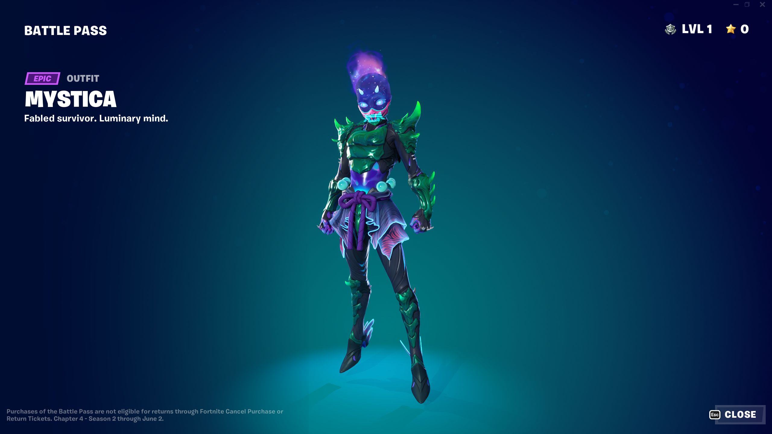 Fortnite Chapter 4 Season 2 Battle Pass Mystica Outfit