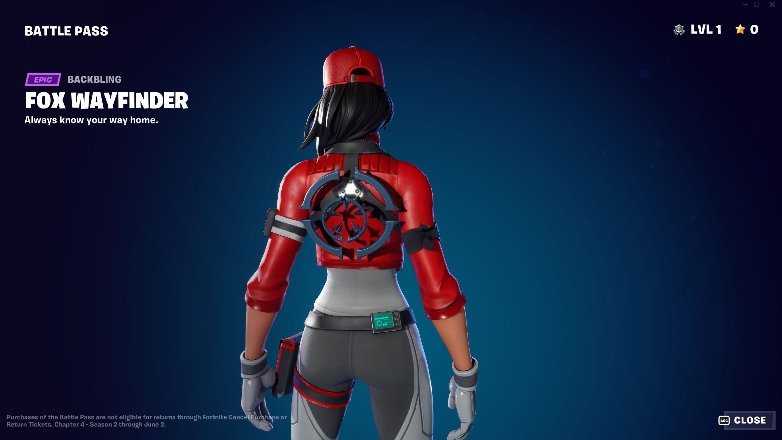 Fortnite Chapter 4 Season 2 Battle Pass Fox Wayfinder Back Bling