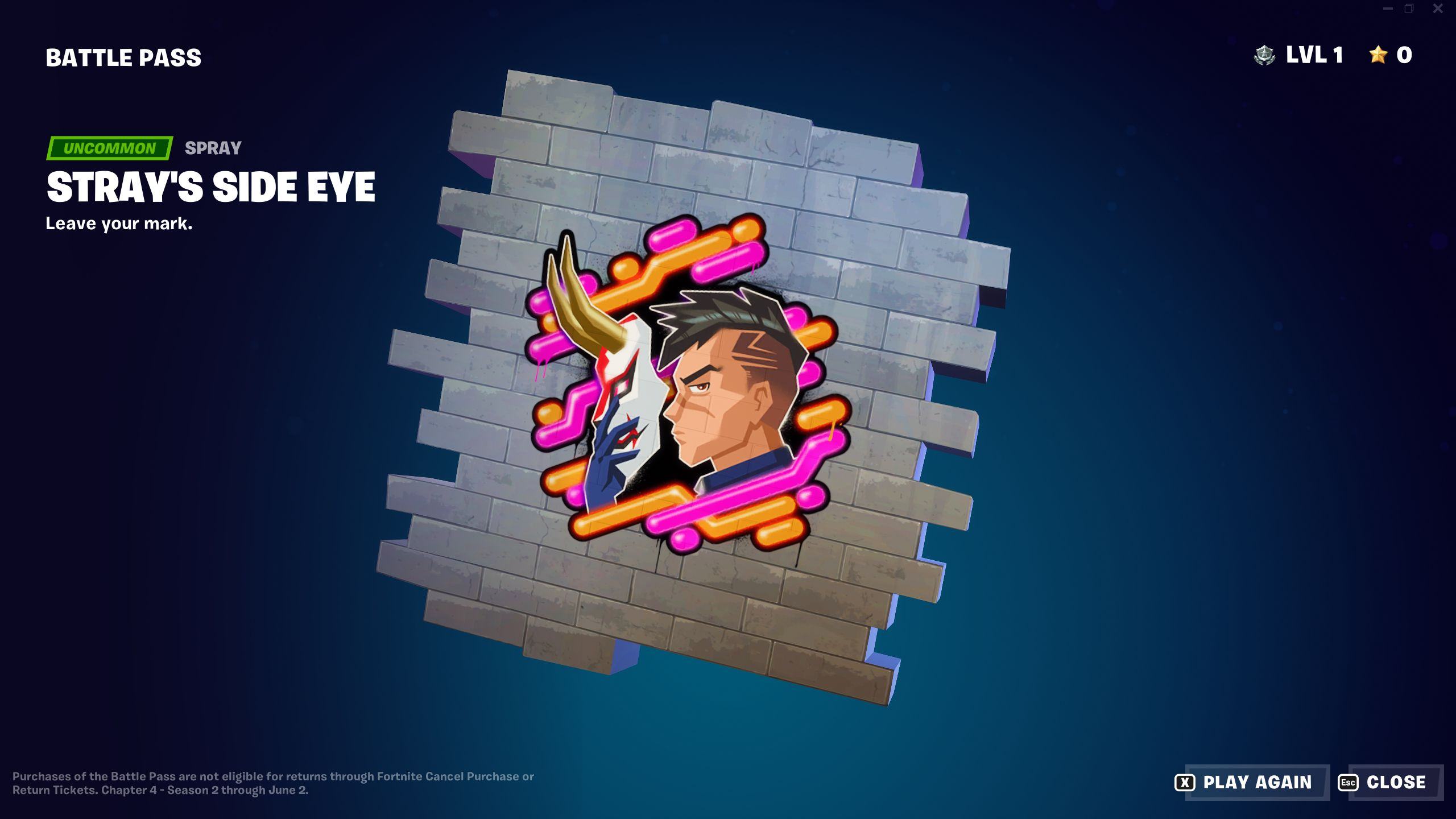 Fortnite Chapter 4 Season 2 Battle Pass Stray's Side Eye Spray