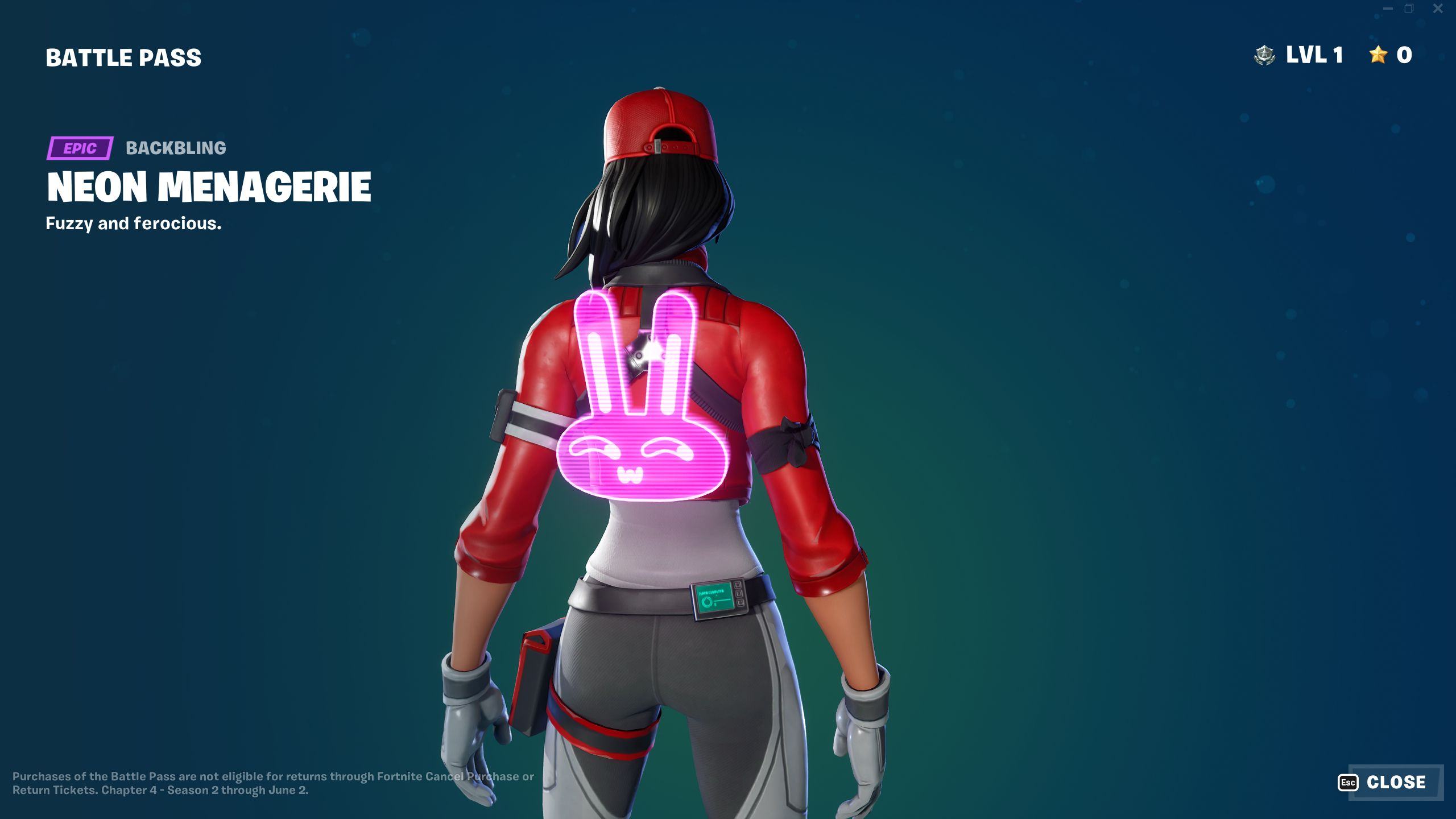 Fortnite Chapter 4 Season 2 Battle Pass Neon Menagerie Back Bling