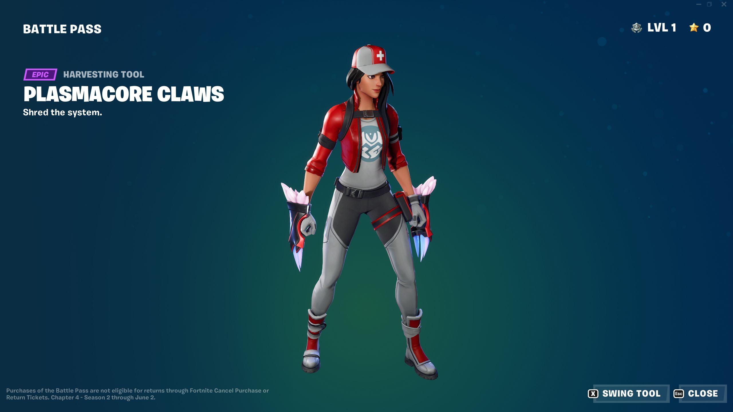 Fortnite Chapter 4 Season 2 Battle Pass Plasmacore Claws Harvesting Tool