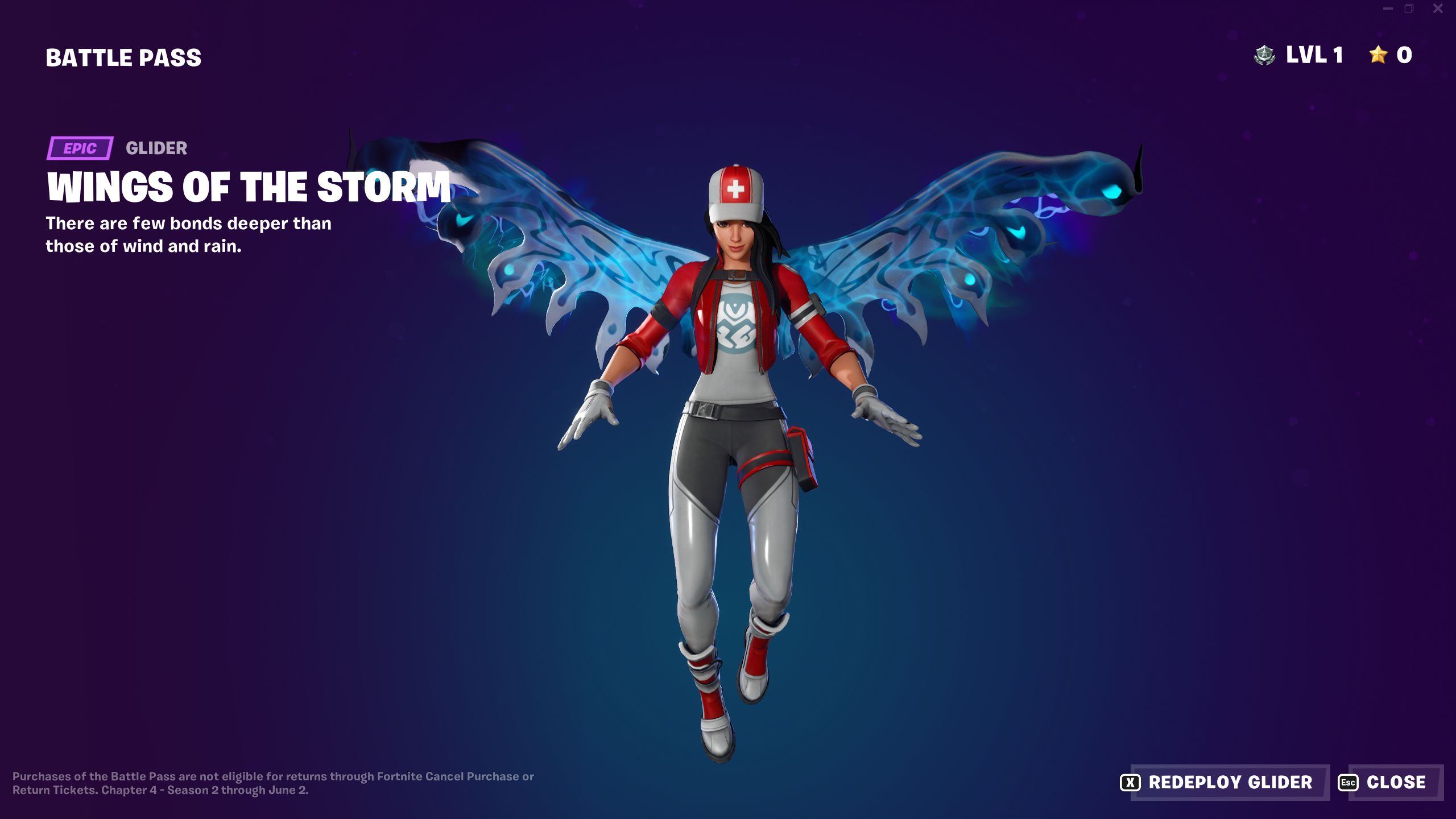 Fortnite Chapter 4 Season 2 Battle Pass Wings Of The Storm Glider