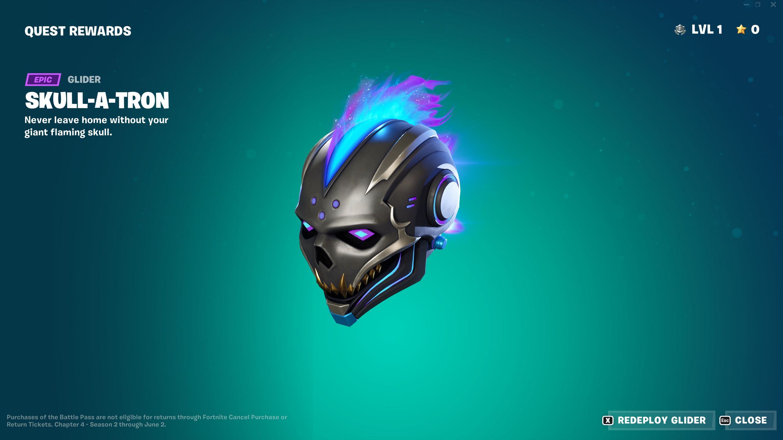 Fortnite Chapter 4 Season 2 Battle Pass Skull-A-Tron Glider Style