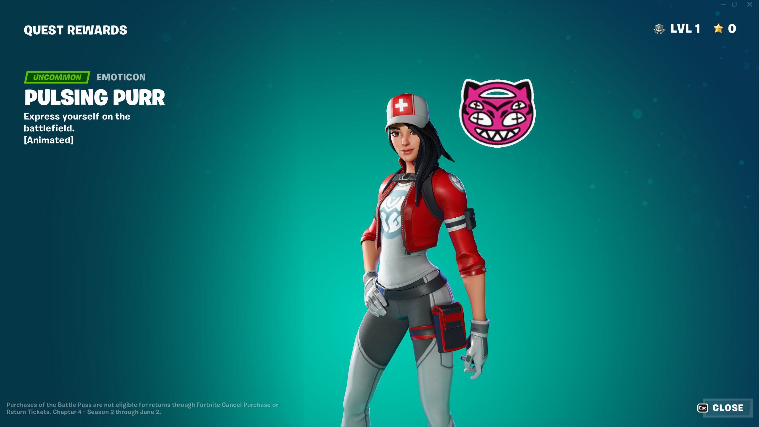 Fortnite Chapter 4 Season 2 Battle Pass Pulsing Purr Emoticon