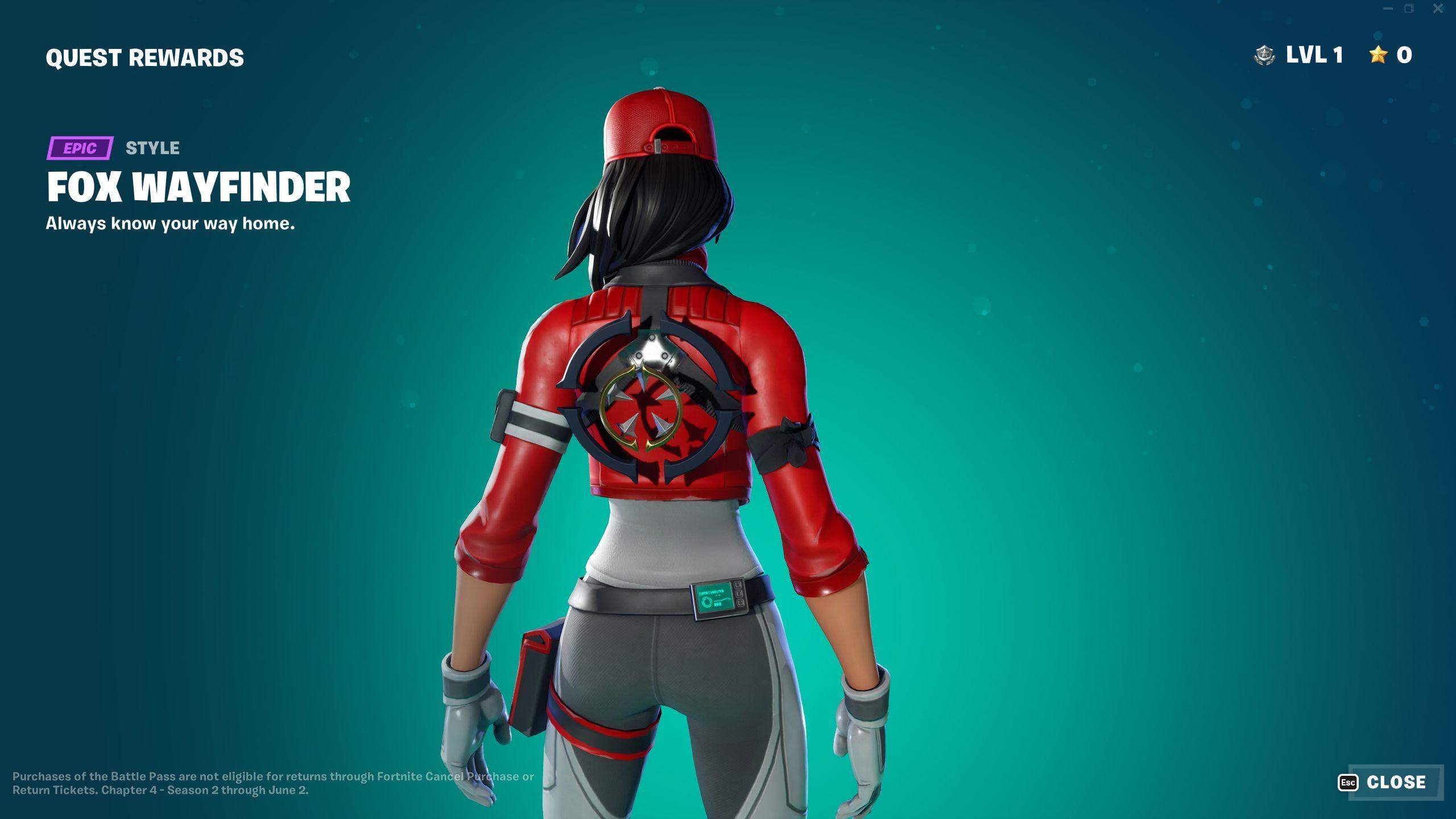 Fortnite Chapter 4 Season 2 Battle Pass Fox Wayfinder Back Bling Style