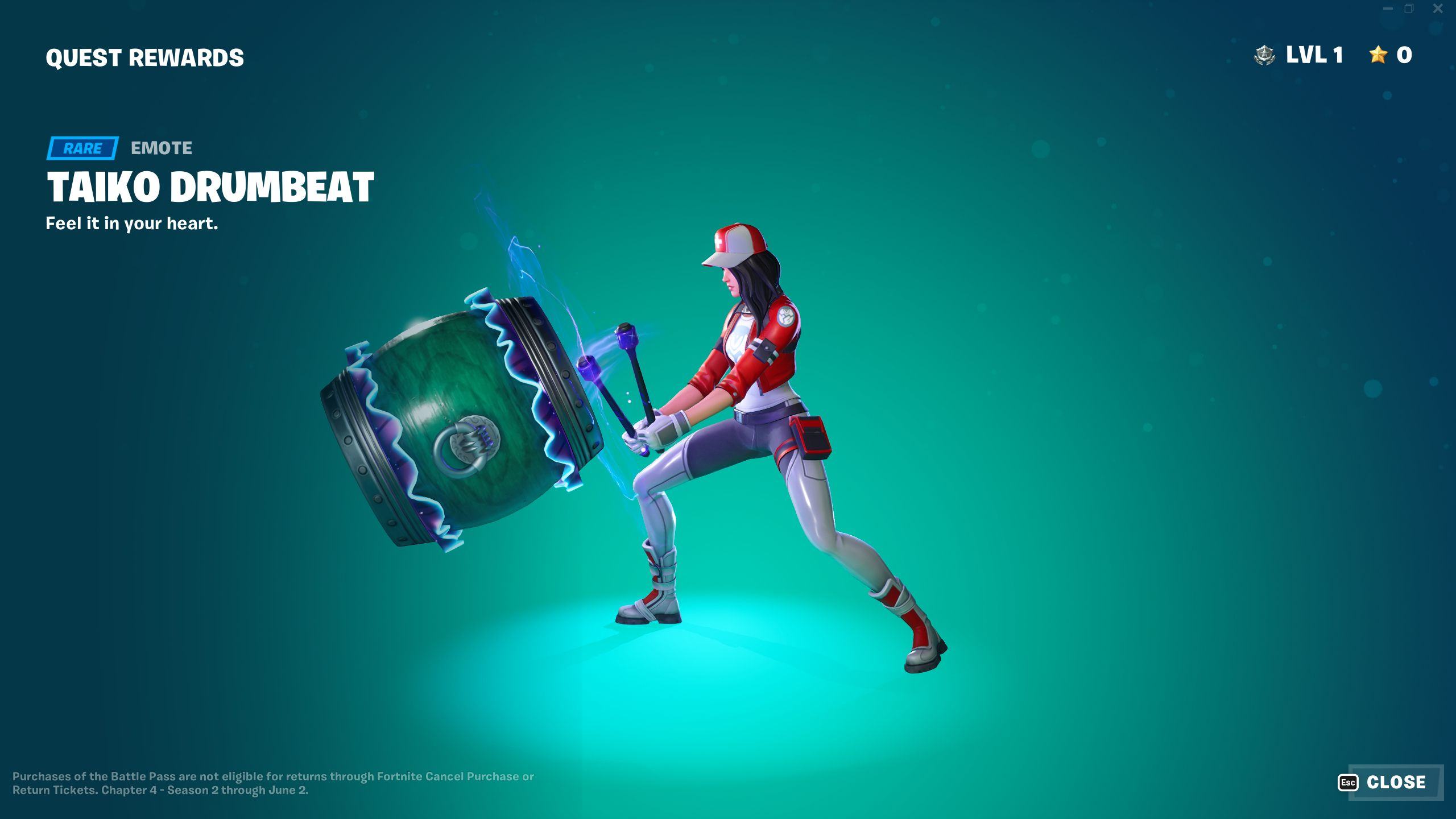 Fortnite Chapter 4 Season 2 Battle Pass Taiko Drumbeat Emote