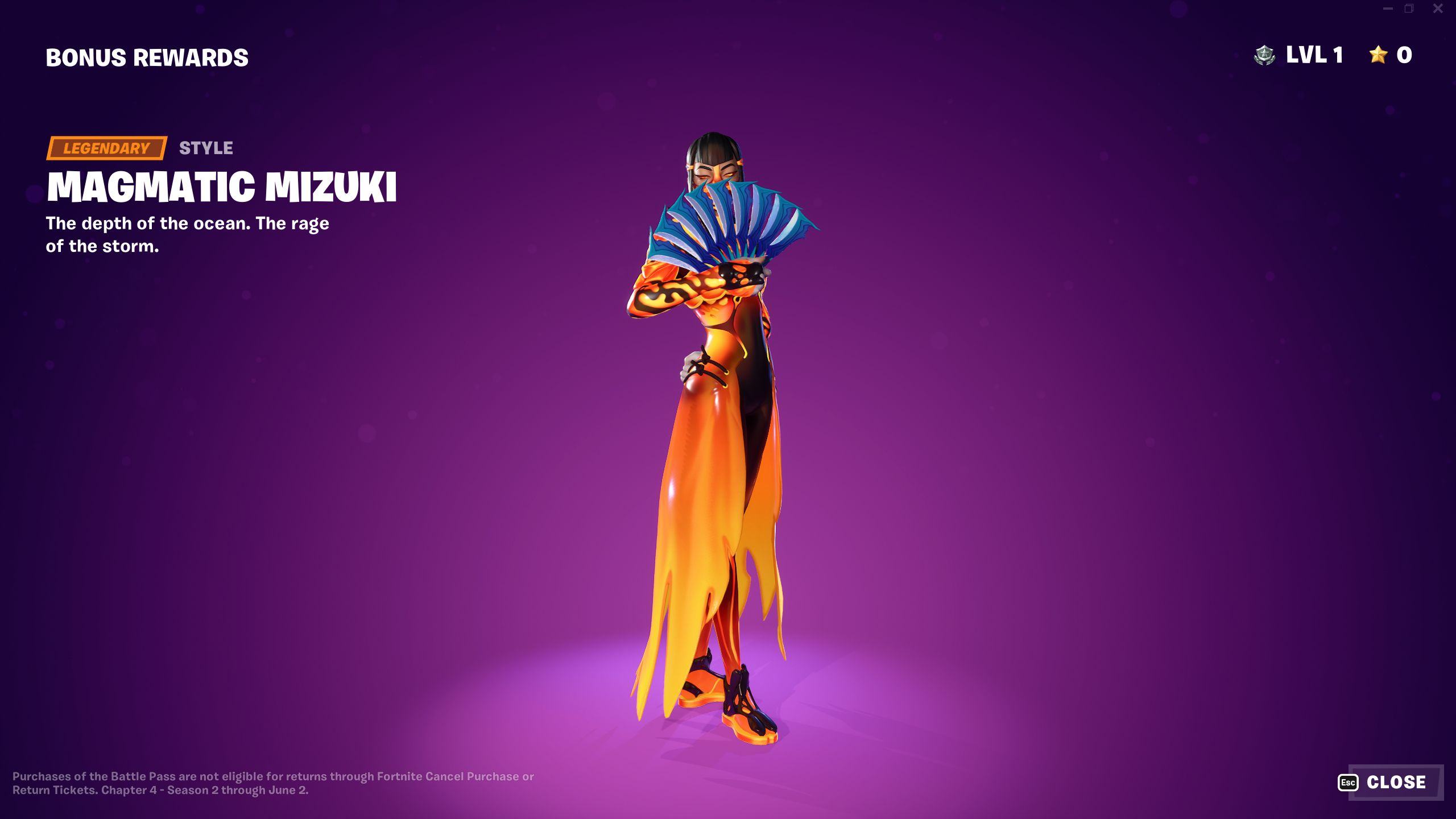 Fortnite Chapter 4 Season 2 Battle Pass Magmatic Mizuki Outfit Style