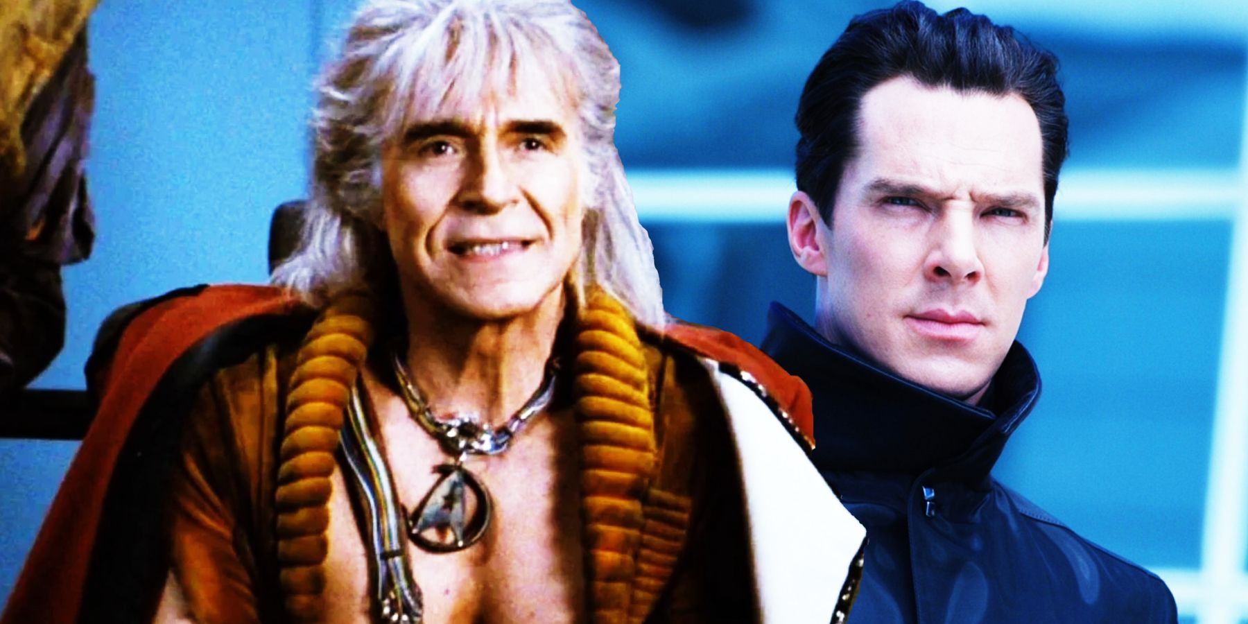 Ricardo Montalban and Benedict Cumberbatch as Khan Noonien-Singh