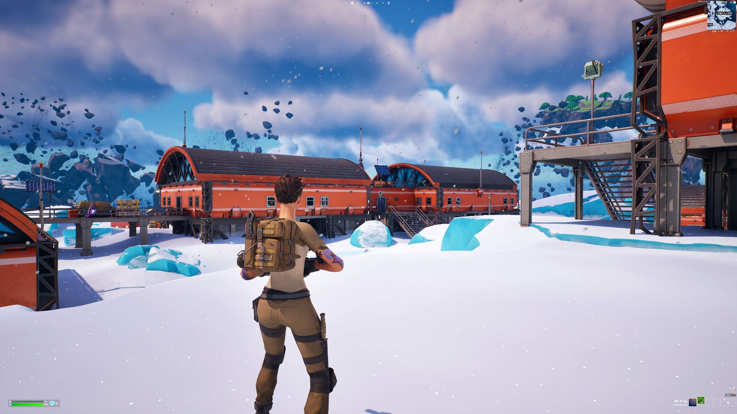 Fortnite Season 4 Season 2 Players Stand on Lonely Labs Outpost Landing Site