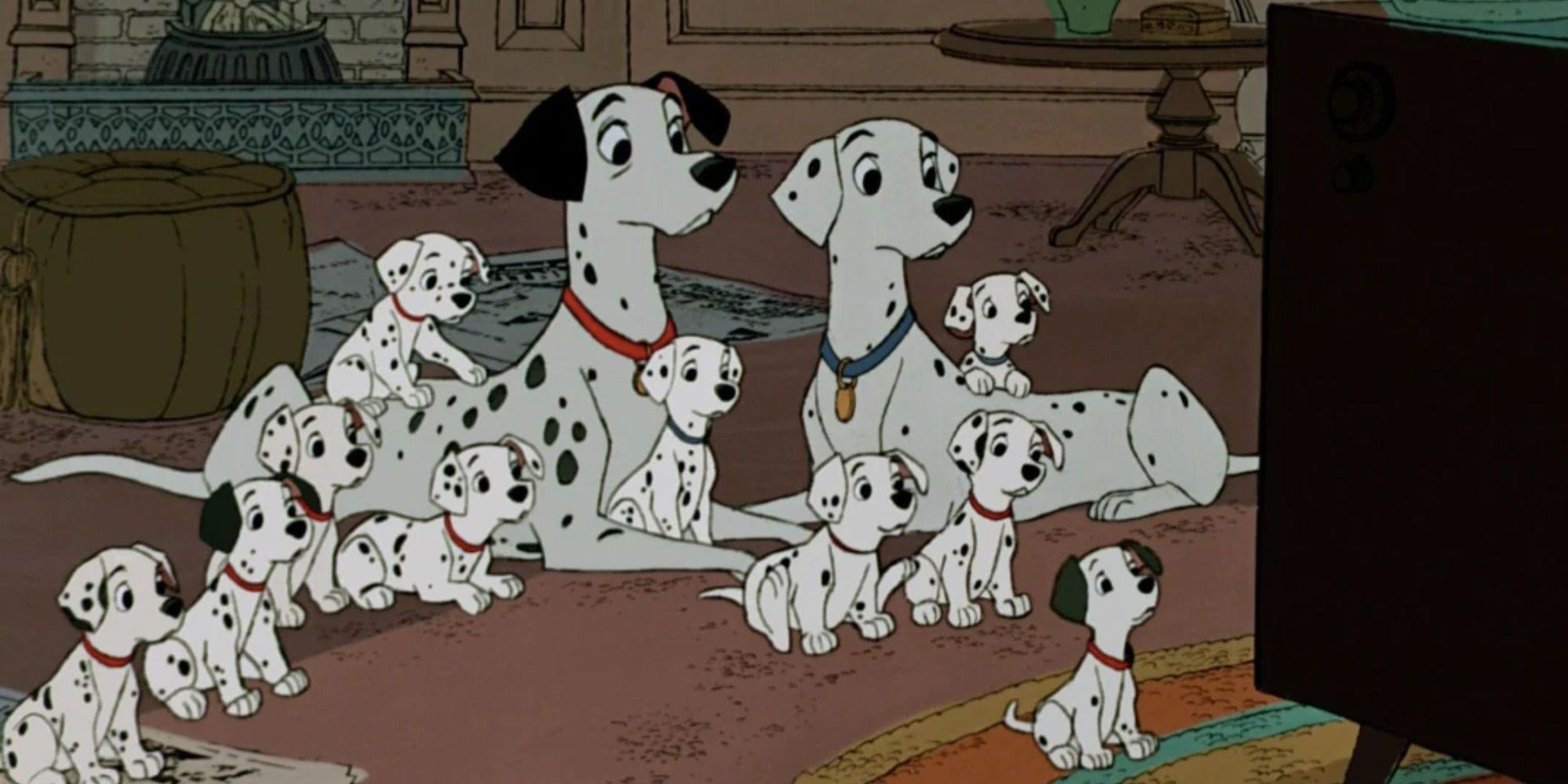 101 Dalmatians are watching TV