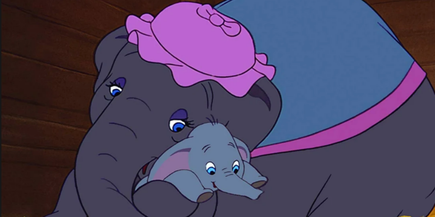 At the beginning of the film, Dumbo is hugged by his mother.